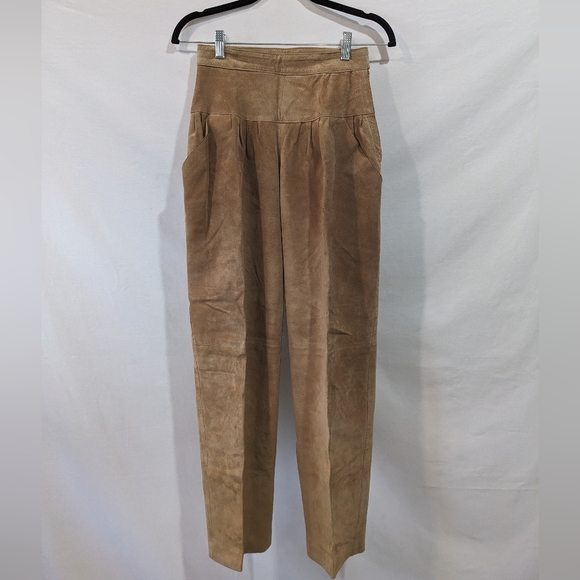 Vintage Tan Leather High Rise Giorgio St Angelo Pants/Trousers Size Small - Picture 3 of 10